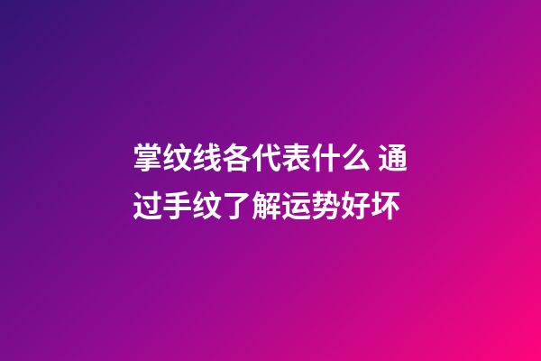 掌纹线各代表什么 通过手纹了解运势好坏